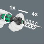 Wera Kraftform Kompakt Turbo 1 19 delers skrutrekkersett med håndtak som firedobler skruhastigheten (05057482001)