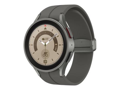 Samsung Galaxy Watch5 Pro - titangrå - smartklokke med sportsbånd - titanium gray - 16 GB (SM-R920NZTAEUB)
