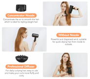 Zhibai HL321 hårføner - anti-statisk - svart (HL321-BK)