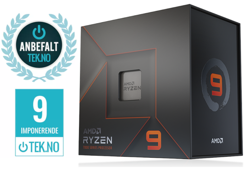 AMD Ryzen 9 7950X - AM5 16 kjerner, 32 tråder, 4.5GHz - 5.7GHz, 80MB Cache, DDR5, PCIe 5.0, 170W TDP, uten kjøler (100-100000514WOF)