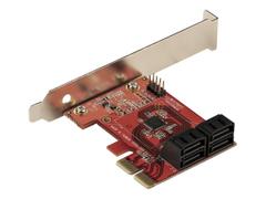 StarTech SATA PCIe Card, 4 Port PCIe SATA Expansion card, 6Gbps SATA Card, Low/Full Profile, SATA Stacked Connectors, ASM1164 Non-Raid SATA Controller Card - PCI Express to SATA Converter - Diskkontroller - SA