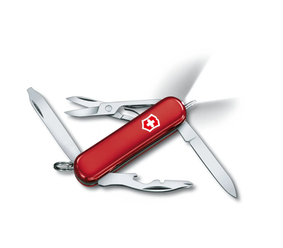 Victorinox Midnite Manager - lommekniv - multiverktøy - rød - Swiss Army Knife med LED-lys og penn, lengde: 5.8 cm, vekt: 31 gram (0.6366)