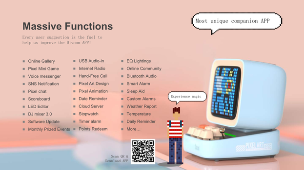 Divoom Ditoo Pro Bluetooth-høyttaler - blå (90100058206)