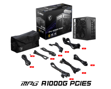MSI MPG A1000G PCIE5 1000W Gold - PCIe 5.0 - ATX 3.0 - 10 års garanti (MPG A1000G PCIE5)