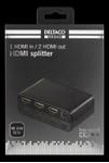 Deltaco PRIME HDMI splitter, 1 in, 2 out, HDMI 2.0, 4K, UHD, 3D, black (LKV312-V2)