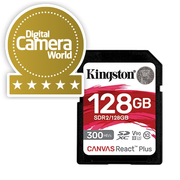 Kingston Canvas React Plus 128GB SD-kort, UHS-II, V90, 300MB/s lesehastighet, 260MB/s skrivehastighet