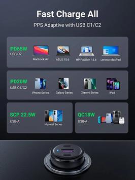 Ugreen 69W billader 2x USB-C 1x USB-A, PPS, Power Delivery 3.0, Qualcomm Quick Charge 3 (20467)