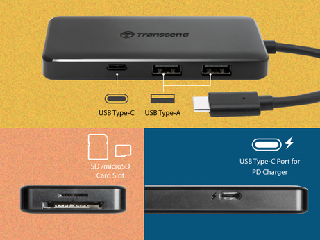 Transcend HUB5C 6-in-1 USB-C hub USB 3.1 - 10Gbs, 60W PD, UHS-II SD-/ microSD-minnekortleser (TS-HUB5C)