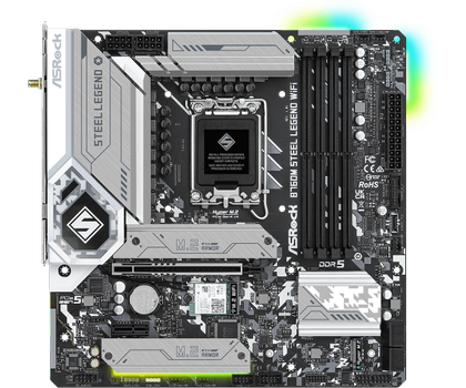 ASRock B760M Steel Legend WiFi ATX, LGA1700, DDR5, 3x M.2, PCIe 5.0, 2.5GbE LAN, Wi-Fi 6E, Bluetooth 5.3 (90-MXBL70-A0UAYZ)