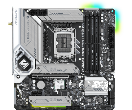 ASRock B760M Steel Legend WiFi ATX, LGA1700, DDR5, 3x M.2, PCIe 5.0, 2.5GbE LAN, Wi-Fi 6E, Bluetooth 5.3 (90-MXBL70-A0UAYZ)