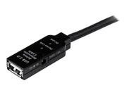 StarTech 20m USB 2.0 Active Extension Cable - M/F - USB extension cable - USB (M) to USB (F) - USB 2.0 - 66 ft - active - black - USB2AAEXT20M - USB-forlengelseskabel - USB til USB - 20 m (USB2AAEXT20M)