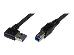 StarTech 1m Black SuperSpeed USB 3.0 Cable - Right Angle A to B - 3 ft USB 3 Cable - Right Angle USB 3.0 A (M) to USB 3.0 B (M) (USB3SAB1MRA) - USB-kabel - USB Type B til USB-type A - 1 m