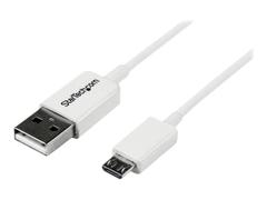 StarTech 2m White Micro USB Cable Cord - A to Micro B - Micro USB Charging Data Cable - USB 2.0 - 1x USB A Male, 1x USB Micro B Male (USBPAUB2MW) - USB-kabel - Micro-USB type B til USB - 2 m