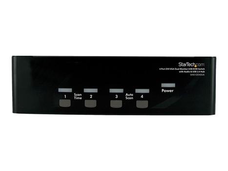 StarTech 4 Port DVI VGA Dual Monitor KVM Switch USB with Audio and USB 2.0 Hub (SV431DDVDUA) - KVM / lyd / USB-svitsj - 4 porter (SV431DDVDUA)