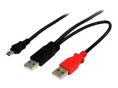 StarTech 6 ft USB Y Cable for External Hard Drive - USB A to mini B - USB cable - USB (M) to mini-USB Type B (M) - USB 2.0 - 6 ft - black - USB2HABMY6 - USB-kabel - USB til mini-USB type B - 1.8 m