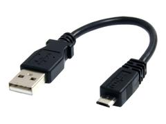 StarTech 6in Micro USB Cable - A to Micro B - USB to Micro B - USB 2.0 A Male to USB 2.0 Micro-B Male - 6-inches - Black (UUSBHAUB6IN) - USB-kabel - USB til Micro-USB type B - 15 cm