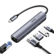 Ugreen Ultra Slim 5-i-1 Hub 2xUSB 3.0+HDMI+RJ45 Ethernet Adapter+PD