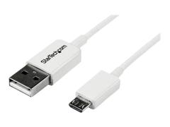 StarTech 3.3 ft. (1 m) USB to Micro USB Cable - USB 2.0 A to Micro B - White - Micro USB Cable (USBPAUB1MW) - USB-kabel - Micro-USB type B til USB - 1 m