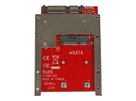 StarTech mSATA SSD to 2.5in SATA Adapter Converter - mSATA to SATA Adapter for 2.5in bay with Open Frame Bracket and 7mm Drive Height (SAT32MSAT257) - Diskkontroller - SATA 6Gb/s - SATA 6Gb/s (SAT32MSAT257)