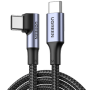 Ugreen USB-C 2.0 til vinklet USB-C M/M flettet kabel 1m (svart)