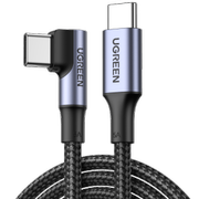 Ugreen USB-C 2.0 til vinklet USB-C M/M flettet kabel 2m (svart)