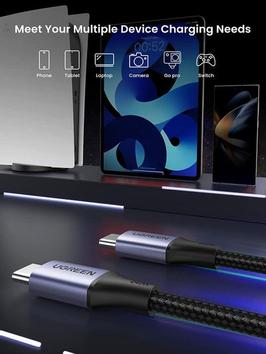 Ugreen USB-C til USB-C Cable 240W flettet kabel 2m (Space Gray) (90440)