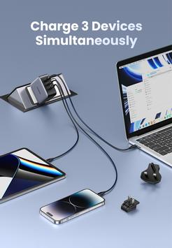 Ugreen 65W GaN reiselader PPS 2x USB-C, 1x USB-A, Power Delivery 3.0, Quick Charge 4+ (90409)