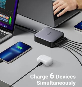 Ugreen 200W GaN hurtiglader PPS 4x USB-C, 2x USB-A, Power Delivery 3.0, Qualcomm Quick Charge 4+ (40914)