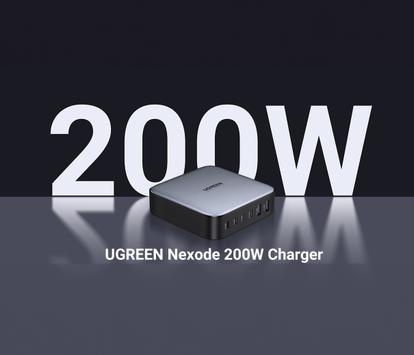 Ugreen 200W GaN hurtiglader PPS 4x USB-C, 2x USB-A, Power Delivery 3.0, Qualcomm Quick Charge 4+ (40914)