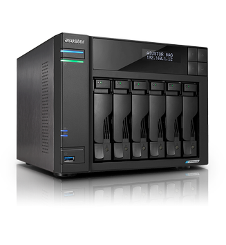 Asustor Lockerstor 6 - 2x2.5GbE NAS-server 6x 2.5"/ 3.5",  4x M.2 2280, 10GbE-støtte (AS6706T)