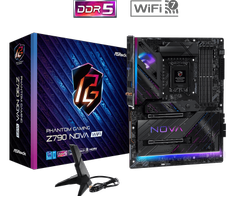 ASRock Z790 Nova WiFi DDR5 (opptil 256GB), ATX, LGA1700, 1x M.2 PCIe 5.0, 4x M.2 PCIe 4.0, 2x USB 3.2 Type-C, 2.5GbE, Wi-Fi 7 320MHz (802.11be), BT5.4