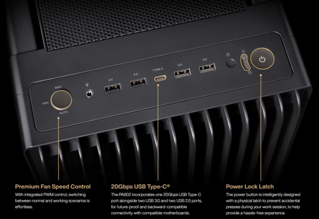 ASUS ProArt PA602 E-ATX case med front USB-C 20 Gbps (90DC00J0-B09000)