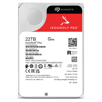 Seagate IronWolf Pro 22TB 7200rpm 512MB SATA 6Gb/s 3.5" harddisk (ST22000NT001)
