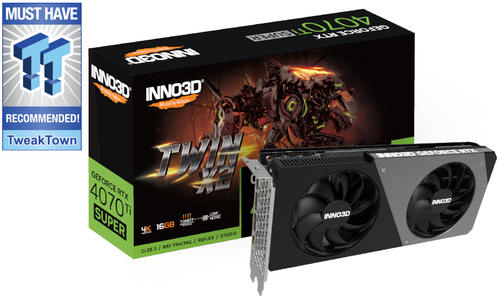 INNO3D GeForce RTX 4070 Ti Super Twin X2, 16GB GDDR6X 256-bit, 3x DisplayPort 1.4a, 1x HDMI 2.1a, 750W (N407TS2-166X-186156N)