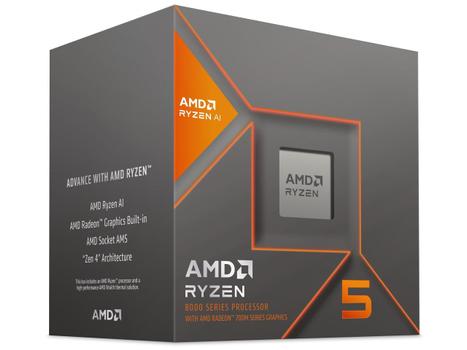 AMD Ryzen 5 8600G AI AM5, 6 kjerner, 12 tråder, 4.3GHz - 5.0GHz, 22MB Cache, DDR5, PCIe 5.0, 65W TDP, Radeon 760M, Wraith Stealth-kjøler (100-100001237BOX)