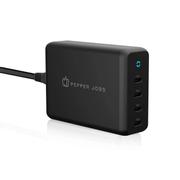 Pepper Jobs 165W GaN hurtiglader PPS 4x USB-C PD 3.0, inkludert strømledninger for Europa, England og USA
