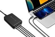 Pepper Jobs 165W GaN hurtiglader PPS 4x USB-C PD 3.0, inkludert strømledninger for Europa, England og USA (GaN-PD165W)