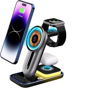 Pepper Jobs 4-i-1 trådløs ladestasjon 15W inkludert nattlysfunksjon (MWC-A8)