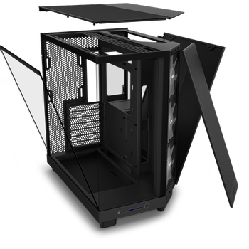 NZXT H6 Flow RGB - svart Compact Dual-Chamber Mid-Tower Airflow Case with RGB Fans (CC-H61FB-R1)