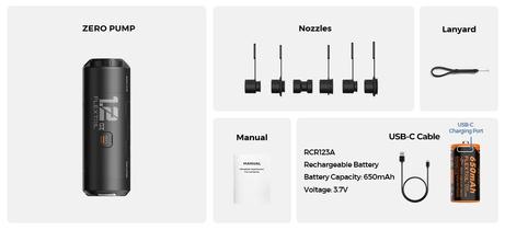 Flextail Zero Pump - verdens minste luftpumpe for liggeunderlag,  puter, badeleker mm. - med tømmefunksjon (ZERO-PUMP)