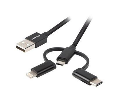 Lanberg Lightning-adapter - Lightning / USB 2.0 - 1 m (CA-3IN1-11CC-0010-BK)