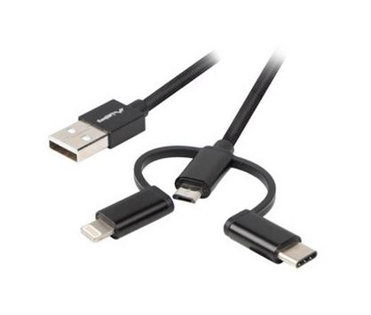 Lanberg Lightning-adapter - Lightning / USB 2.0 - 1 m (CA-3IN1-11CC-0010-BK)