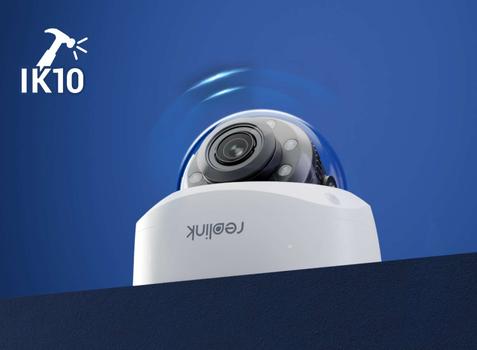 Reolink P437 - vandalsikkert 4K-kamera PoE overvåkningskamera med 5X optisk zoom, AI og spotlys - strøm og data via nettverkskabel (RLC-P437)