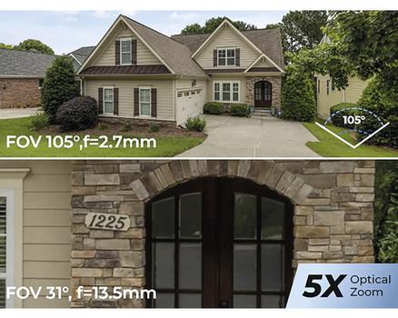 Reolink P437 - vandalsikkert 4K-kamera PoE overvåkningskamera med 5X optisk zoom, AI og spotlys - strøm og data via nettverkskabel (RLC-P437)