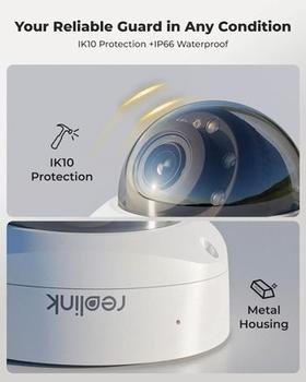 Reolink P437 - vandalsikkert 4K-kamera PoE overvåkningskamera med 5X optisk zoom, AI og spotlys - strøm og data via nettverkskabel (RLC-P437)