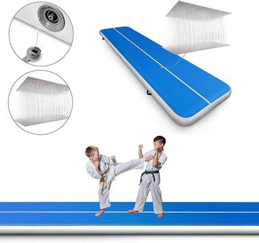 AIRTRACK Oppblåsbar gymnastikk-matte 5x1m, Blå/Hvit (AIRTRACK-5M)