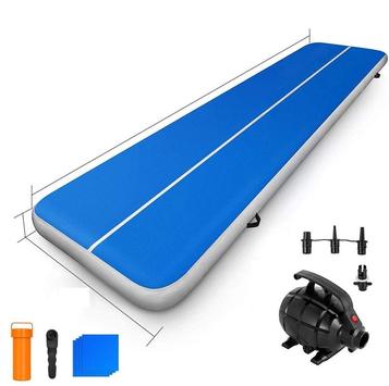 AIRTRACK Oppblåsbar gymnastikk-matte 3x1m, Blå/Hvit (AIRTRACK-3M)