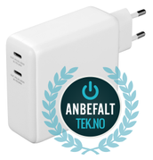 Deltaco USB-C-vegglader med innebygd powerbank og GaN-teknologi, 9600 mAh, hvit DEMOVARE