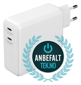 Deltaco USB-C-vegglader med innebygd powerbank og GaN-teknologi,  9600 mAh, hvit DEMOVARE (PB-Q1004-DEMO)