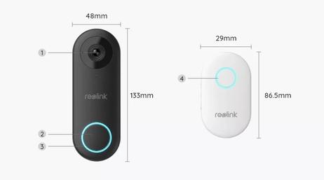 Reolink ringeklokke med kamera Wi-Fi 5MP oppløsning,  persondeteksjon (RL-Doorbell-D340W)